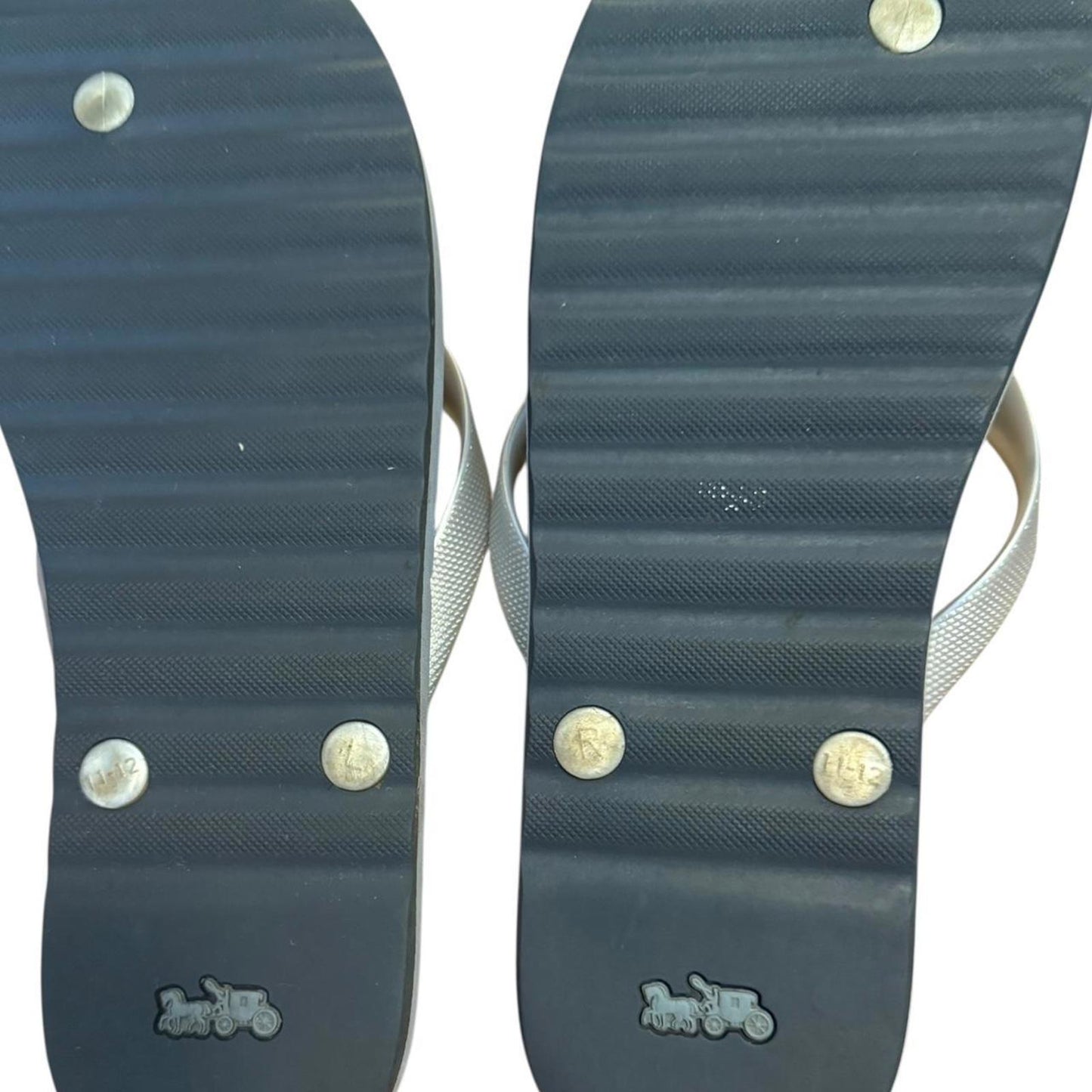 Coach floral flip flops with silver straps πΈπ€