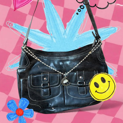 Maggie Barnes Black Leather Shoulder Bag