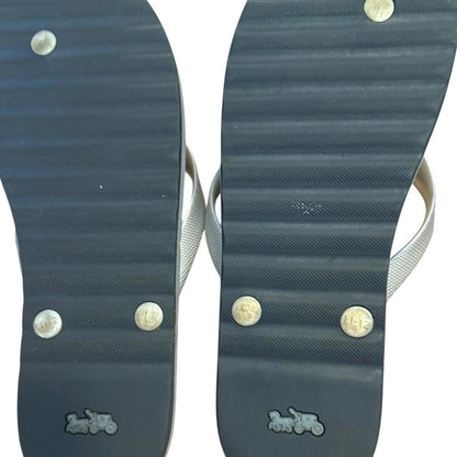 Coach floral flip flops with silver straps 🌸🖤