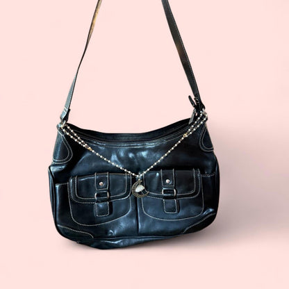 Maggie Barnes Black Leather Shoulder Bag