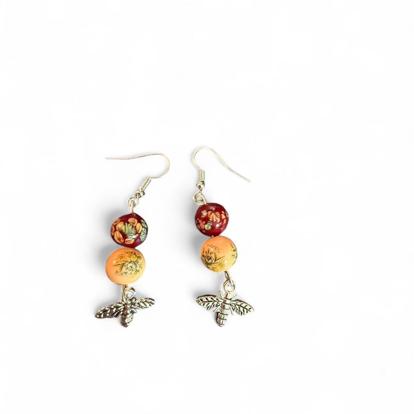 Handmade Upcycled Bee Dangle Earrings
