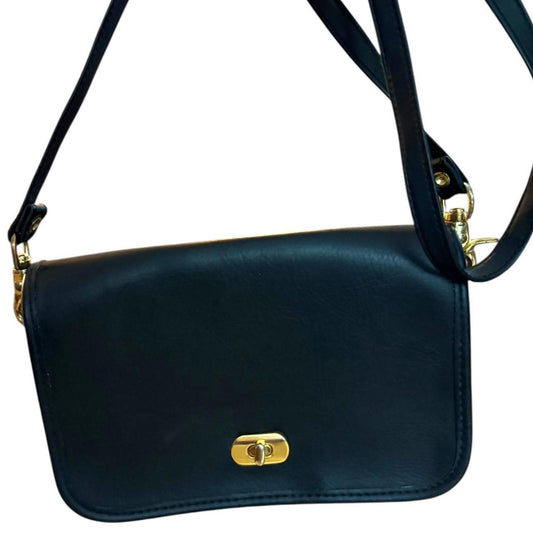 Black Leather Flap Shoulder Bag