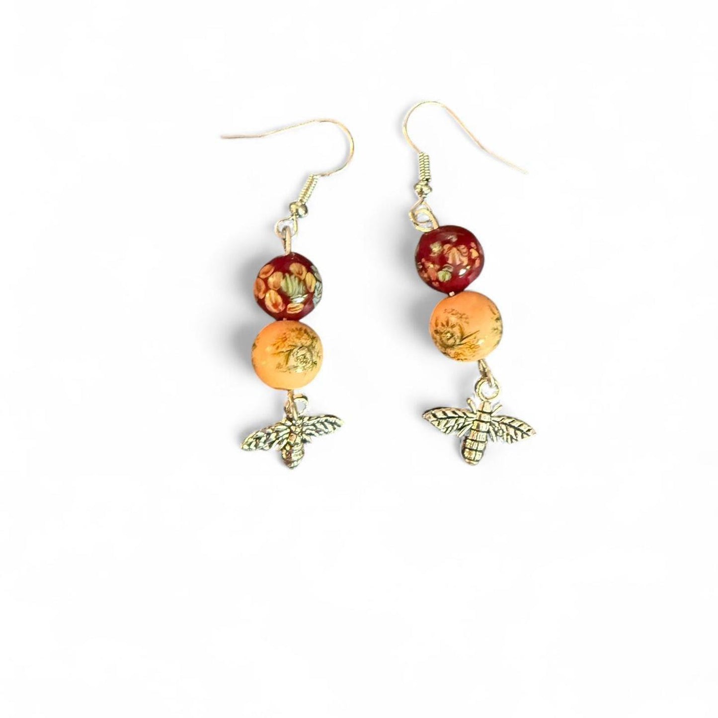 Handmade Upcycled Bee Dangle Earrings