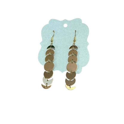 Handmade Gold Disc & Crescent Drop Earrings