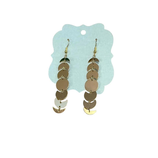 Handmade Gold Disc & Crescent Drop Earrings