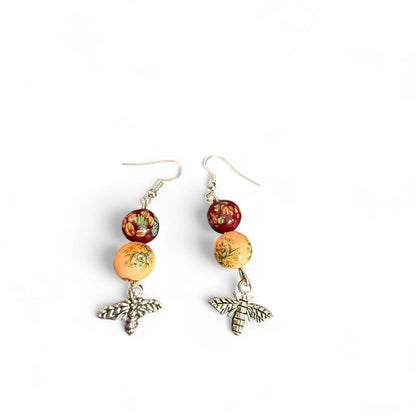 Handmade Upcycled Bee Dangle Earrings