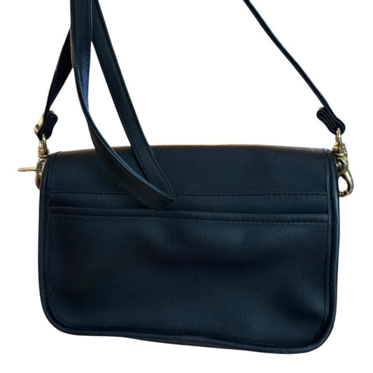 Black Leather Flap Shoulder Bag