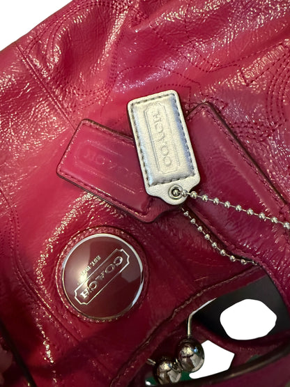 Coach Magenta 2011 Patent Leather Signature Stitched Kisslock Carryall