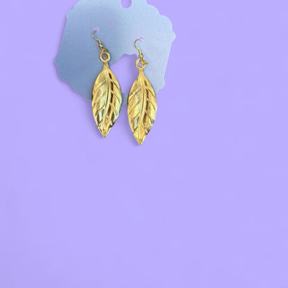 Handmade gold leaf earrings
