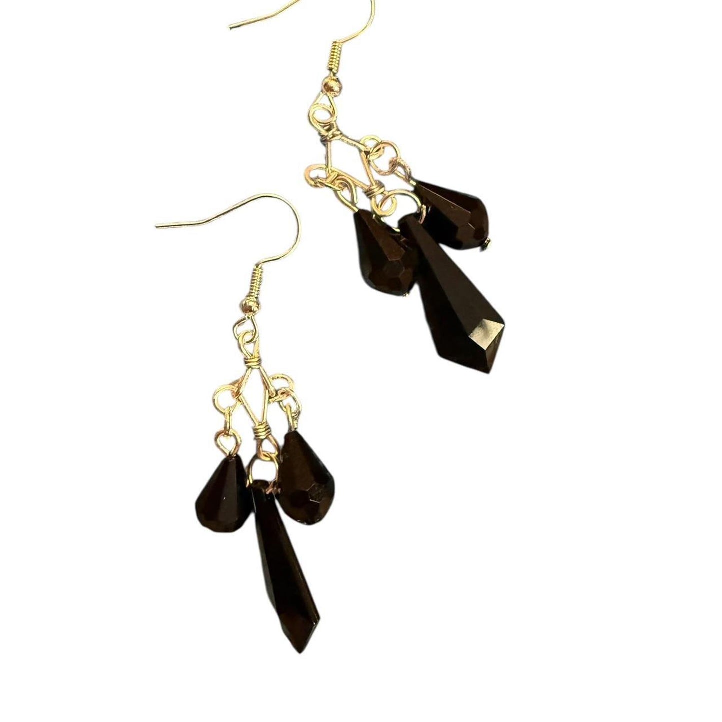 Handmade Black crystal dangle earrings #goth #whimsygoth