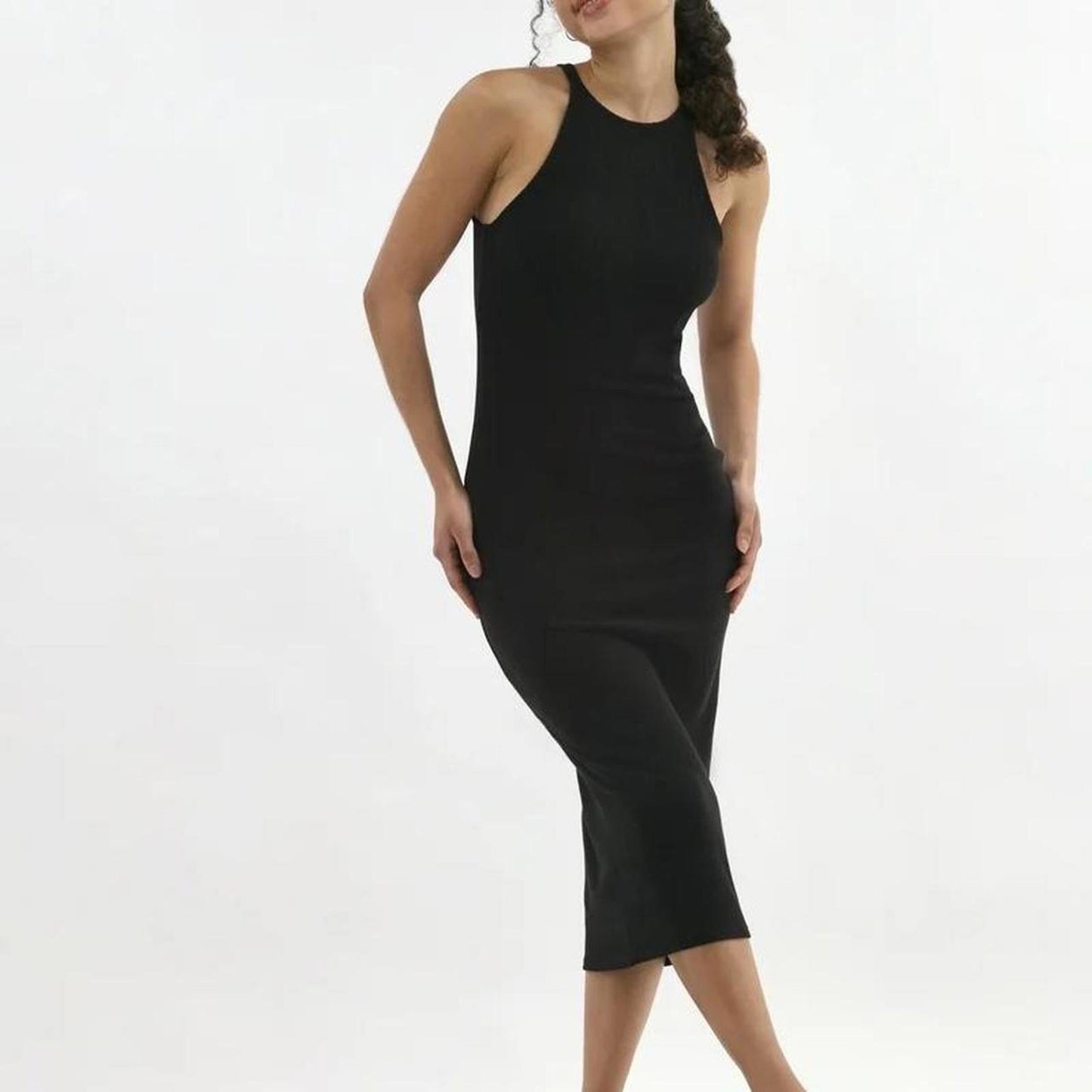 Ribbed XL no boundaries bodycon racer back midi dress.