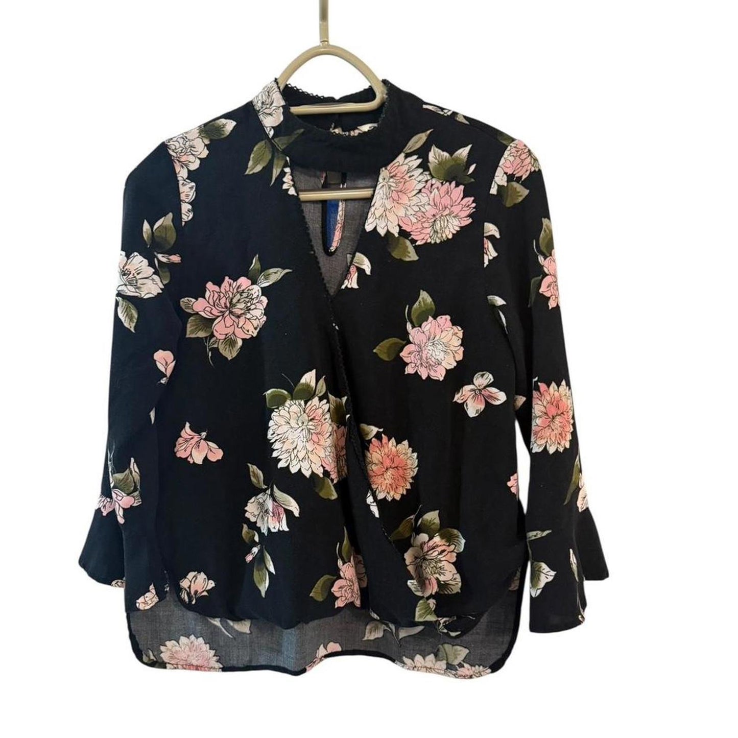 2010s Indigo Rein Floral Twist Blouse 🌸