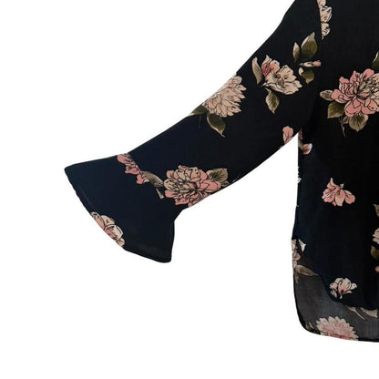 2010s Indigo Rein Floral Twist Blouse 🌸