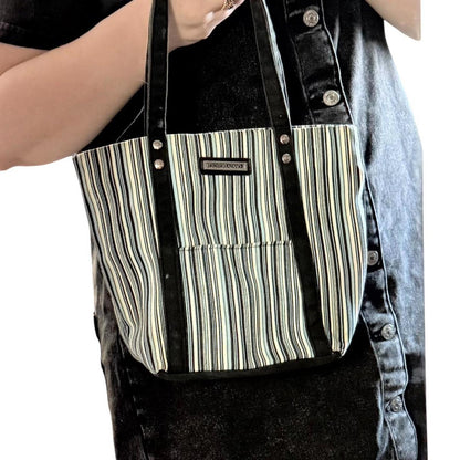 🧺 Longaberger Striped Fabric Tote (2002–2006) 🧺