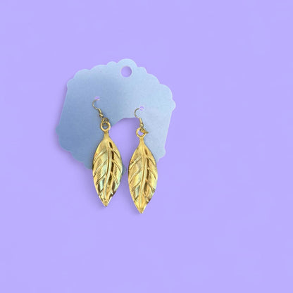 Handmade gold leaf earrings